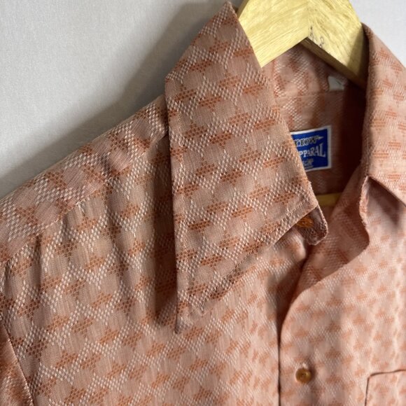 Vintage Arrow Chaparral perma-iron diamond weave shirt medium 70s style Disco - Picture 2 of 6